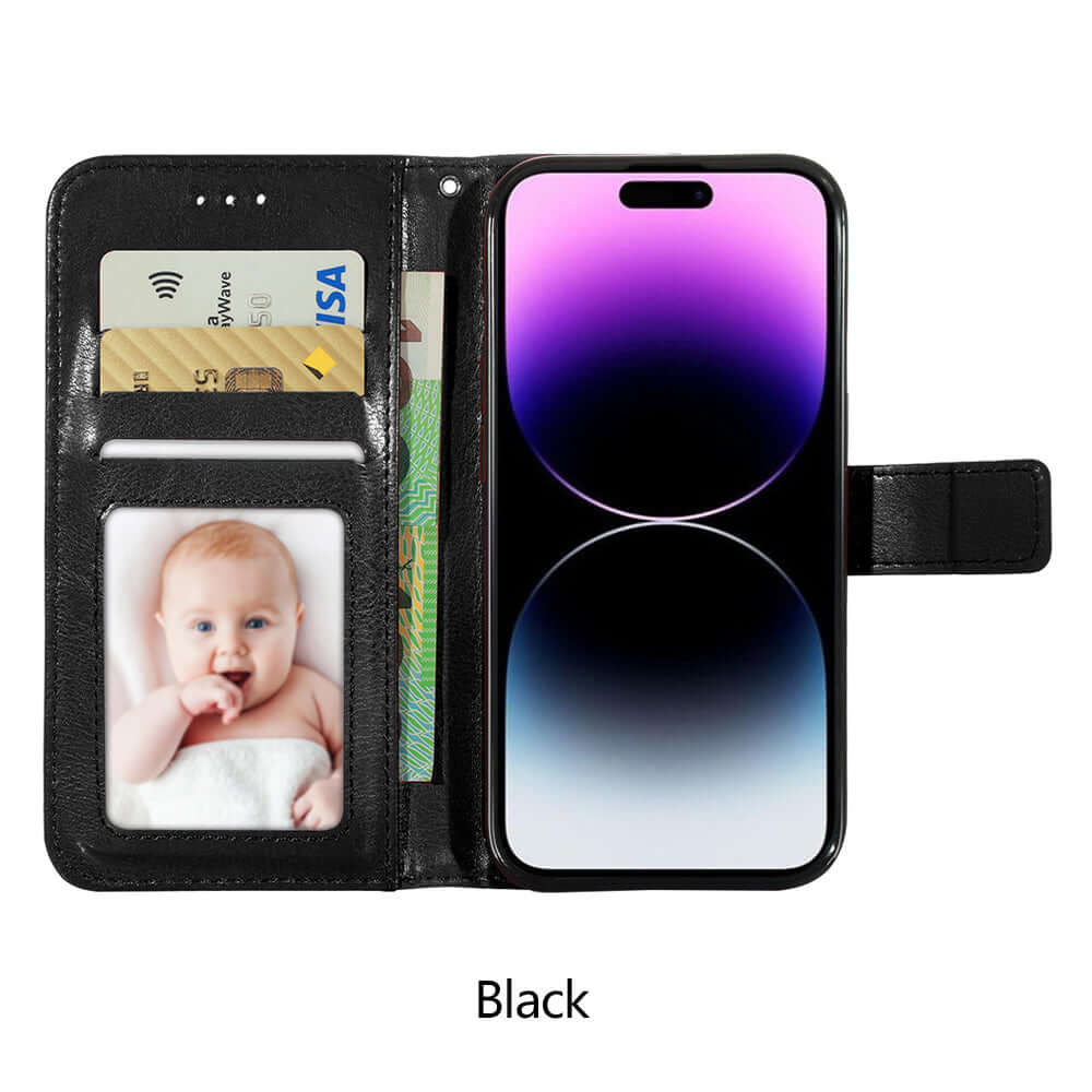 Apple iPhone Leather Flip Slot Holder Wallet Case Card 14 13 12 11 X Black - Eastlakes Electronics Sydney